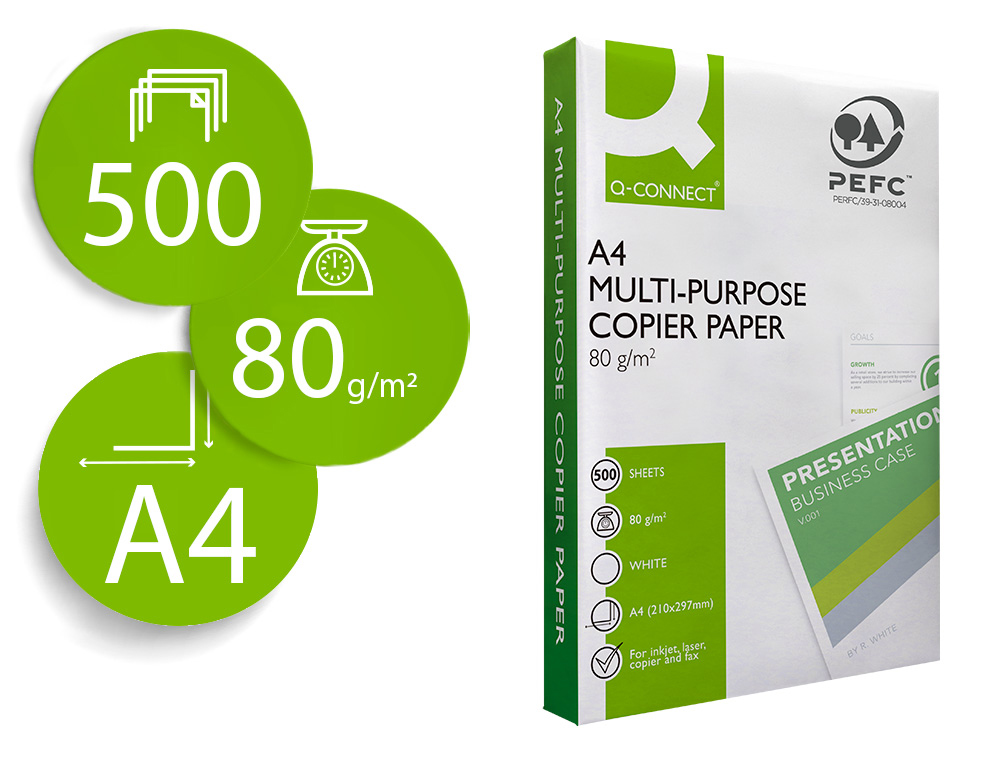 PAPIER Q-CONNECT A4 80G/M2 MULTIFONCTION ECONOMY 500     FEUILLES