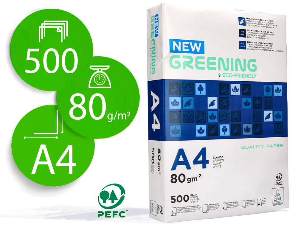 PAPIER LIDERPAPEL MULTIFONCTION GREENING A4 80G HAUTE       QUALIT PEFC BLANCHEUR 146 OPACIT 92 RIGIDIT 112 500F